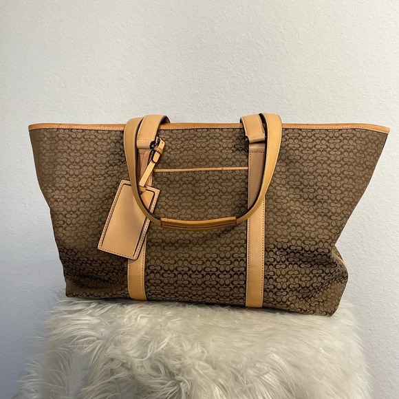 Coach F77012 Vintage XL Signature C Canvas w/Vachetta Leather Trim Tote … - Picture 1 of 12